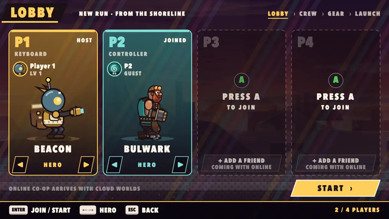 Four players in the co-op lobby